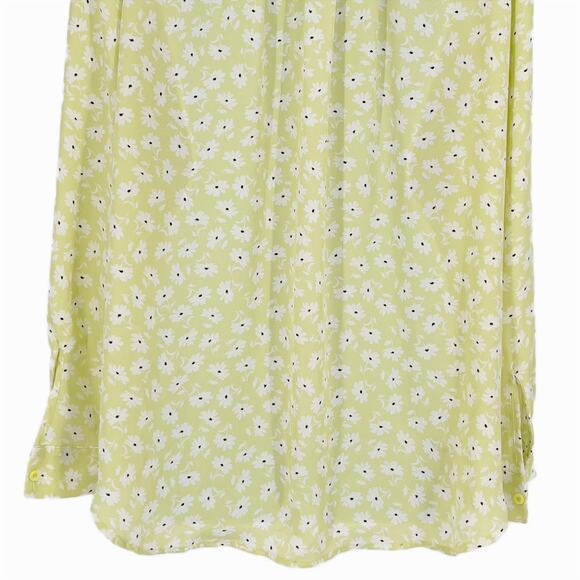 Ann Taylor Collared V-Neck Button Daisy Blouse in Lime Green/White Size L - Picture 6 of 9